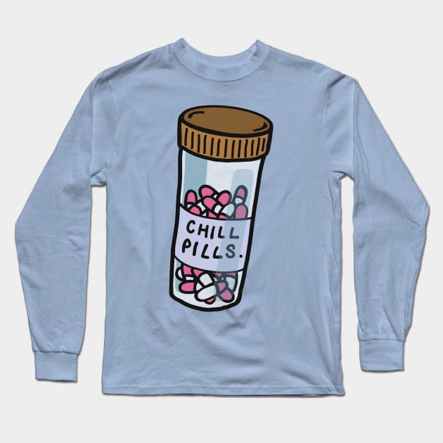 Chill Pills / Funny Illustration Design Long Sleeve T-Shirt by DankFutura